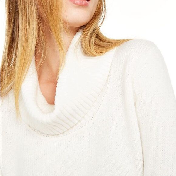 MCalvin Klein off white sweater turtleneck with metallic stripes  S/XS - Picture 3 of 8